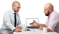 image of meeting with a client to review a recommendation